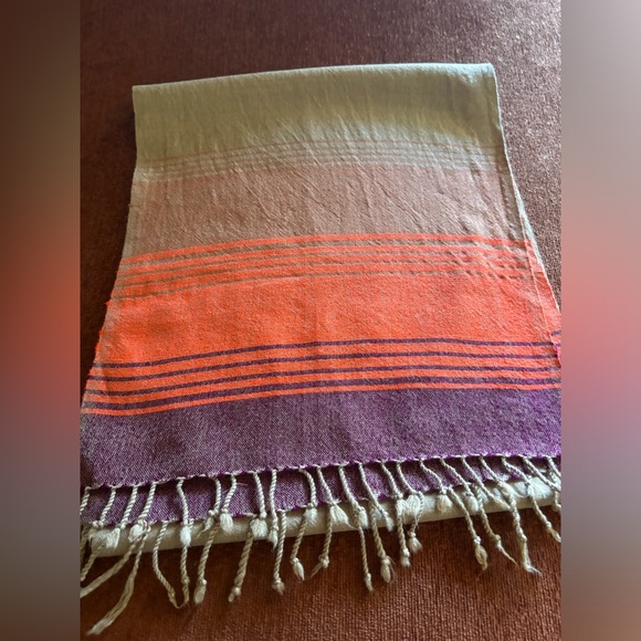 NWOT LemLem orange and tan Scarf Gauze Fringe (missing tag) - Picture 1 of 9